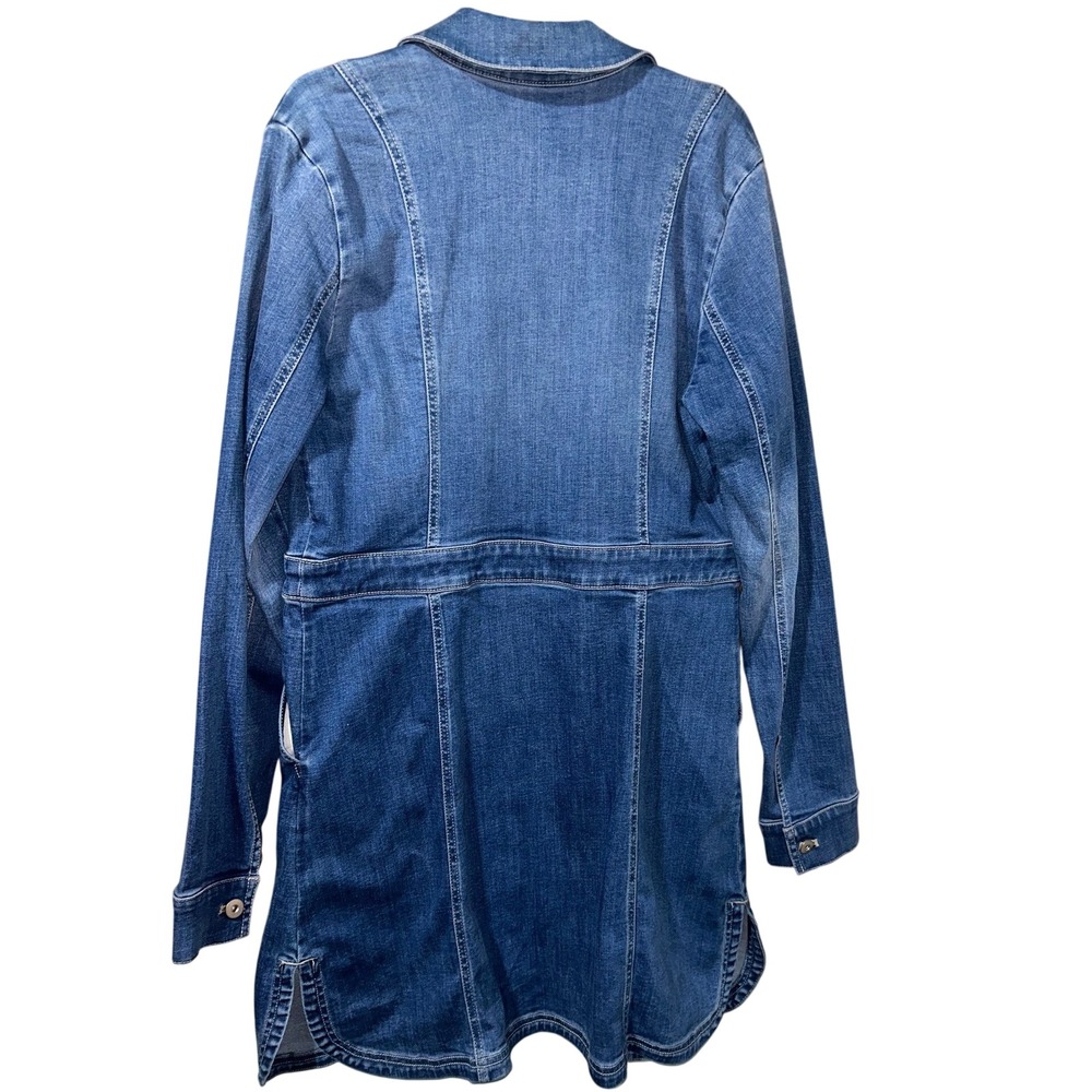 J.Jill Denim Duster Jean Dress Long Sleeve Medium Wash Blue Womens Small - Picture 5 of 8